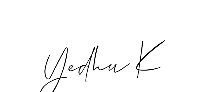 Make a short Yedhu K signature style. Manage your documents anywhere anytime using Allison_Script. Create and add eSignatures, submit forms, share and send files easily. Yedhu K signature style 2 images and pictures png