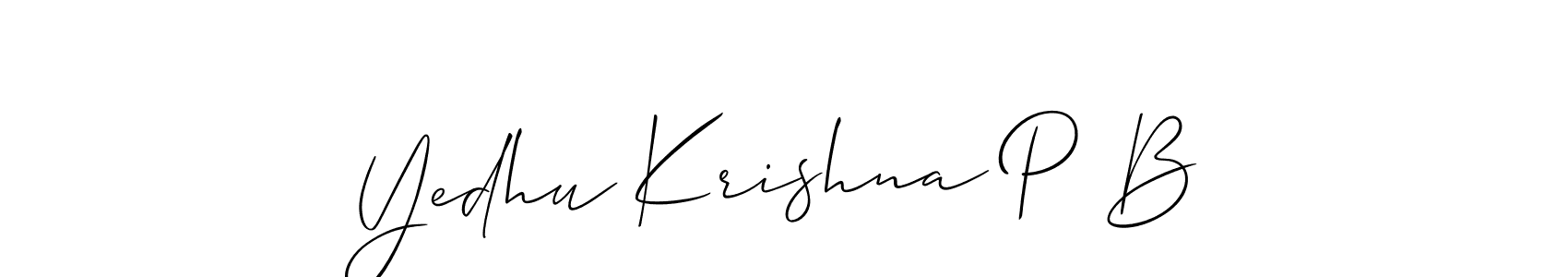 if you are searching for the best signature style for your name Yedhu Krishna P B. so please give up your signature search. here we have designed multiple signature styles  using Allison_Script. Yedhu Krishna P B signature style 2 images and pictures png