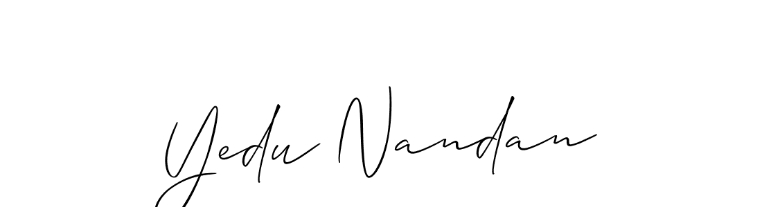 Create a beautiful signature design for name Yedu Nandan. With this signature (Allison_Script) fonts, you can make a handwritten signature for free. Yedu Nandan signature style 2 images and pictures png