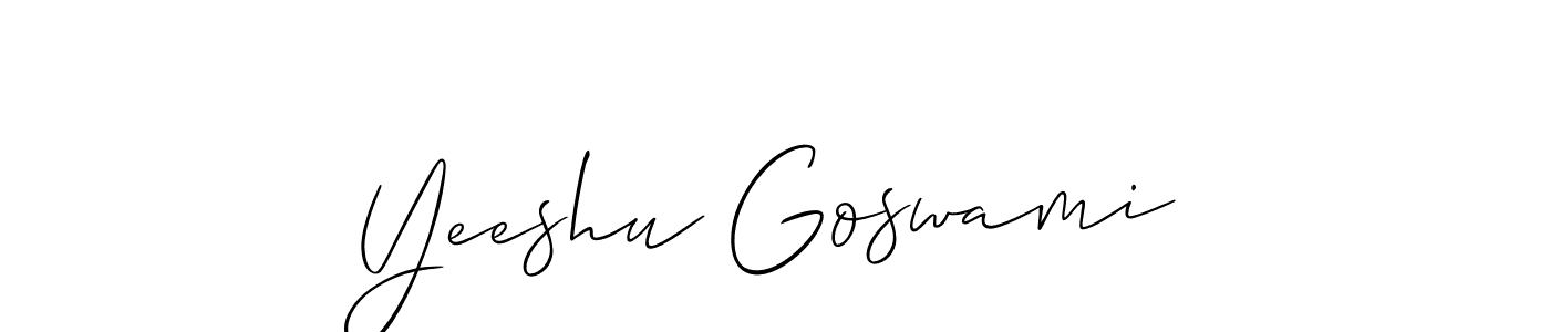 It looks lik you need a new signature style for name Yeeshu Goswami. Design unique handwritten (Allison_Script) signature with our free signature maker in just a few clicks. Yeeshu Goswami signature style 2 images and pictures png