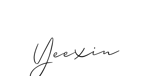 The best way (Allison_Script) to make a short signature is to pick only two or three words in your name. The name Yeexin include a total of six letters. For converting this name. Yeexin signature style 2 images and pictures png