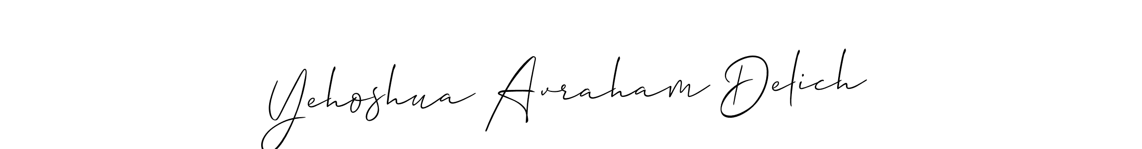 Make a beautiful signature design for name Yehoshua Avraham Delich. With this signature (Allison_Script) style, you can create a handwritten signature for free. Yehoshua Avraham Delich signature style 2 images and pictures png