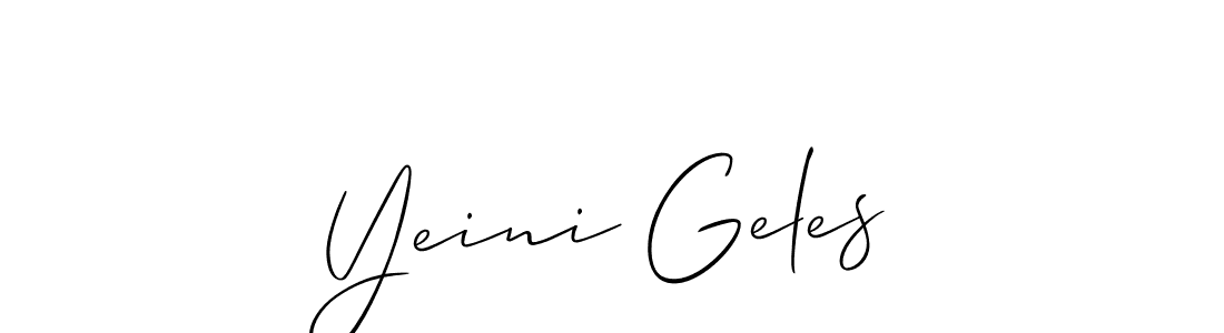 You should practise on your own different ways (Allison_Script) to write your name (Yeini Geles) in signature. don't let someone else do it for you. Yeini Geles signature style 2 images and pictures png