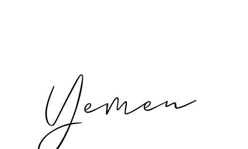 Design your own signature with our free online signature maker. With this signature software, you can create a handwritten (Allison_Script) signature for name Yemen. Yemen signature style 2 images and pictures png