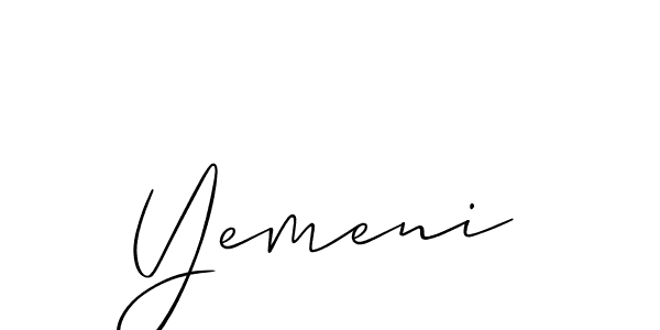 Make a beautiful signature design for name Yemeni. With this signature (Allison_Script) style, you can create a handwritten signature for free. Yemeni signature style 2 images and pictures png