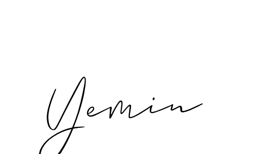 It looks lik you need a new signature style for name Yemin. Design unique handwritten (Allison_Script) signature with our free signature maker in just a few clicks. Yemin signature style 2 images and pictures png