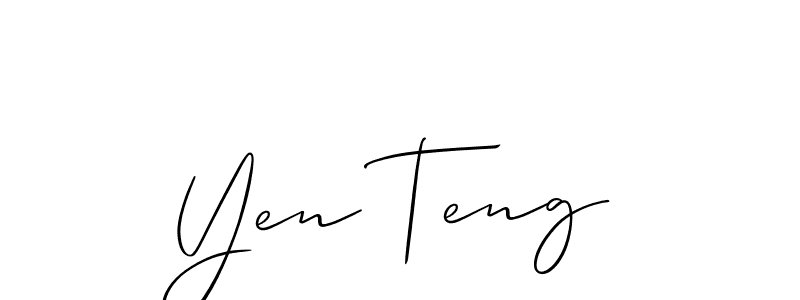 The best way (Allison_Script) to make a short signature is to pick only two or three words in your name. The name Yen Teng include a total of six letters. For converting this name. Yen Teng signature style 2 images and pictures png
