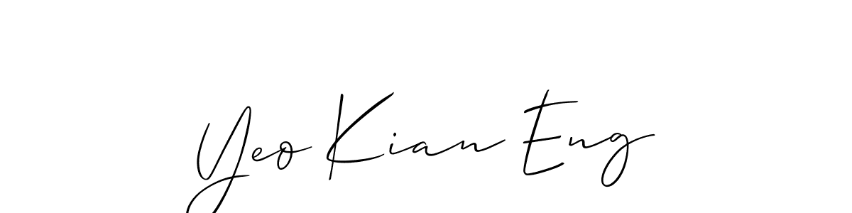 This is the best signature style for the Yeo Kian Eng name. Also you like these signature font (Allison_Script). Mix name signature. Yeo Kian Eng signature style 2 images and pictures png