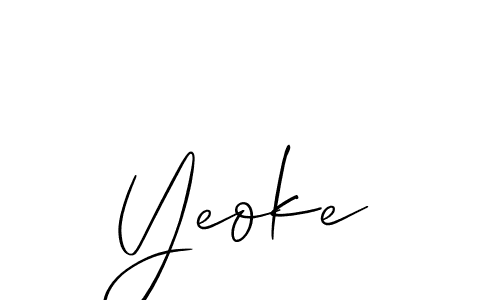 Use a signature maker to create a handwritten signature online. With this signature software, you can design (Allison_Script) your own signature for name Yeoke. Yeoke signature style 2 images and pictures png