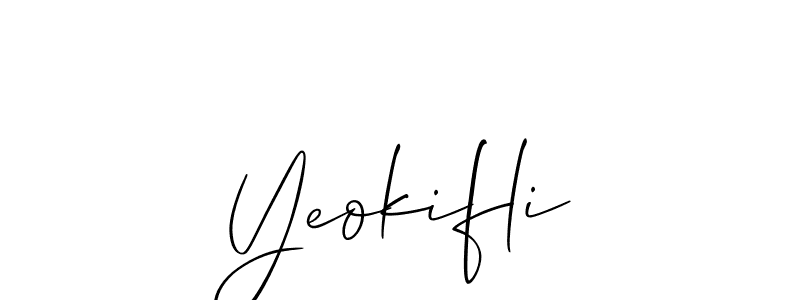 Use a signature maker to create a handwritten signature online. With this signature software, you can design (Allison_Script) your own signature for name Yeokifli. Yeokifli signature style 2 images and pictures png