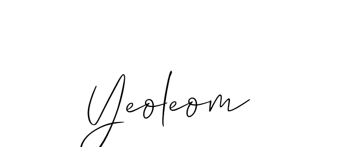 Use a signature maker to create a handwritten signature online. With this signature software, you can design (Allison_Script) your own signature for name Yeoleom. Yeoleom signature style 2 images and pictures png