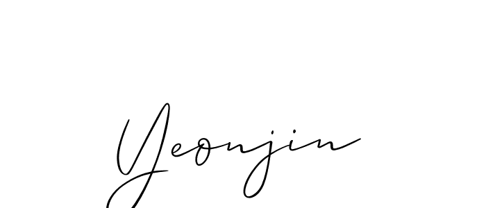 Allison_Script is a professional signature style that is perfect for those who want to add a touch of class to their signature. It is also a great choice for those who want to make their signature more unique. Get Yeonjin name to fancy signature for free. Yeonjin signature style 2 images and pictures png