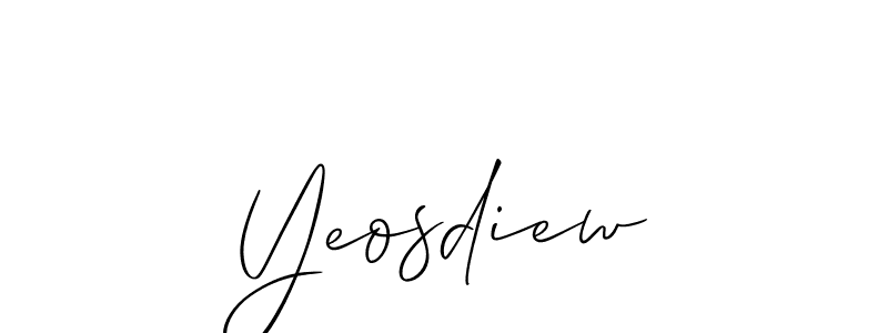 How to make Yeosdiew name signature. Use Allison_Script style for creating short signs online. This is the latest handwritten sign. Yeosdiew signature style 2 images and pictures png