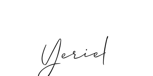 Use a signature maker to create a handwritten signature online. With this signature software, you can design (Allison_Script) your own signature for name Yeriel. Yeriel signature style 2 images and pictures png