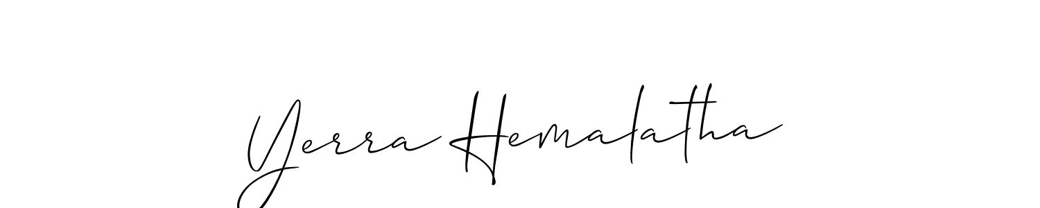 Make a short Yerra Hemalatha signature style. Manage your documents anywhere anytime using Allison_Script. Create and add eSignatures, submit forms, share and send files easily. Yerra Hemalatha signature style 2 images and pictures png
