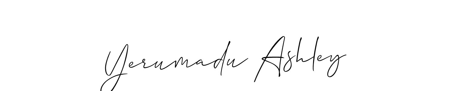 The best way (Allison_Script) to make a short signature is to pick only two or three words in your name. The name Yerumadu Ashley include a total of six letters. For converting this name. Yerumadu Ashley signature style 2 images and pictures png