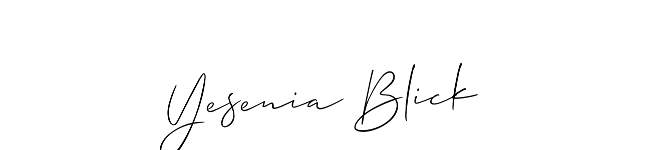 Make a short Yesenia Blick signature style. Manage your documents anywhere anytime using Allison_Script. Create and add eSignatures, submit forms, share and send files easily. Yesenia Blick signature style 2 images and pictures png