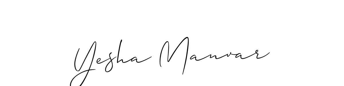 Make a short Yesha Manvar signature style. Manage your documents anywhere anytime using Allison_Script. Create and add eSignatures, submit forms, share and send files easily. Yesha Manvar signature style 2 images and pictures png