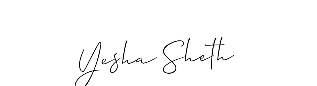 Make a beautiful signature design for name Yesha Sheth. With this signature (Allison_Script) style, you can create a handwritten signature for free. Yesha Sheth signature style 2 images and pictures png