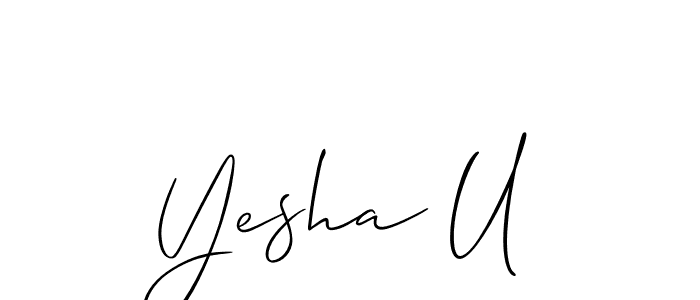 Make a beautiful signature design for name Yesha U. With this signature (Allison_Script) style, you can create a handwritten signature for free. Yesha U signature style 2 images and pictures png