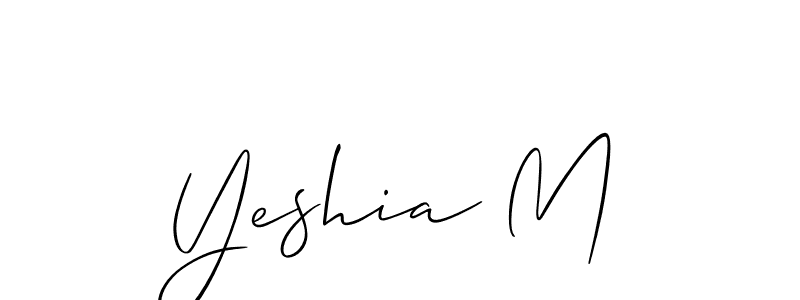 How to make Yeshia M name signature. Use Allison_Script style for creating short signs online. This is the latest handwritten sign. Yeshia M signature style 2 images and pictures png