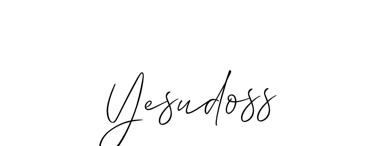 Use a signature maker to create a handwritten signature online. With this signature software, you can design (Allison_Script) your own signature for name Yesudoss. Yesudoss signature style 2 images and pictures png
