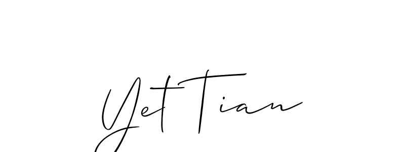 You can use this online signature creator to create a handwritten signature for the name Yet Tian. This is the best online autograph maker. Yet Tian signature style 2 images and pictures png