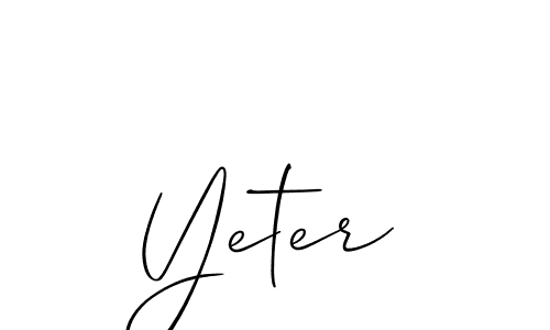 It looks lik you need a new signature style for name Yeter. Design unique handwritten (Allison_Script) signature with our free signature maker in just a few clicks. Yeter signature style 2 images and pictures png