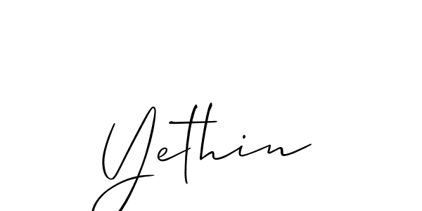 Make a beautiful signature design for name Yethin. With this signature (Allison_Script) style, you can create a handwritten signature for free. Yethin signature style 2 images and pictures png