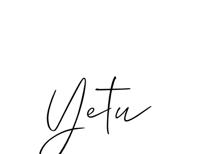 Make a beautiful signature design for name Yetu. With this signature (Allison_Script) style, you can create a handwritten signature for free. Yetu signature style 2 images and pictures png