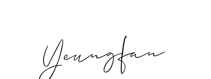 Also we have Yeungfan name is the best signature style. Create professional handwritten signature collection using Allison_Script autograph style. Yeungfan signature style 2 images and pictures png