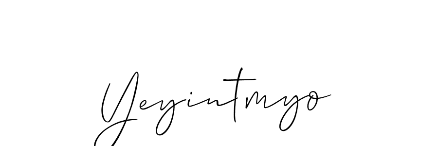 Also You can easily find your signature by using the search form. We will create Yeyintmyo name handwritten signature images for you free of cost using Allison_Script sign style. Yeyintmyo signature style 2 images and pictures png