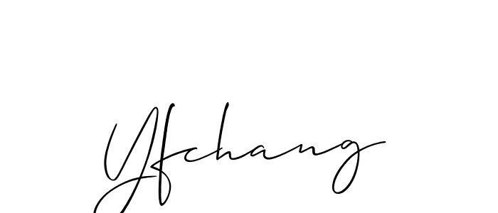 if you are searching for the best signature style for your name Yfchang. so please give up your signature search. here we have designed multiple signature styles  using Allison_Script. Yfchang signature style 2 images and pictures png