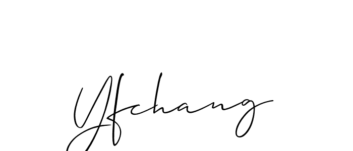 It looks lik you need a new signature style for name Yfchang. Design unique handwritten (Allison_Script) signature with our free signature maker in just a few clicks. Yfchang signature style 2 images and pictures png