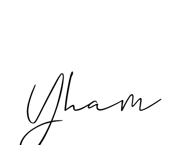 Create a beautiful signature design for name Yham. With this signature (Allison_Script) fonts, you can make a handwritten signature for free. Yham signature style 2 images and pictures png