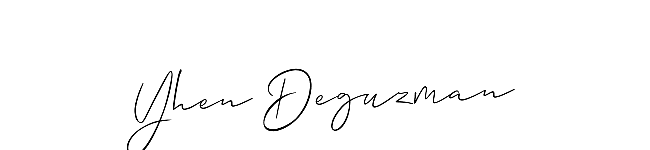 How to make Yhen Deguzman name signature. Use Allison_Script style for creating short signs online. This is the latest handwritten sign. Yhen Deguzman signature style 2 images and pictures png
