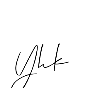 Use a signature maker to create a handwritten signature online. With this signature software, you can design (Allison_Script) your own signature for name Yhk. Yhk signature style 2 images and pictures png