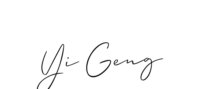 Allison_Script is a professional signature style that is perfect for those who want to add a touch of class to their signature. It is also a great choice for those who want to make their signature more unique. Get Yi Geng name to fancy signature for free. Yi Geng signature style 2 images and pictures png