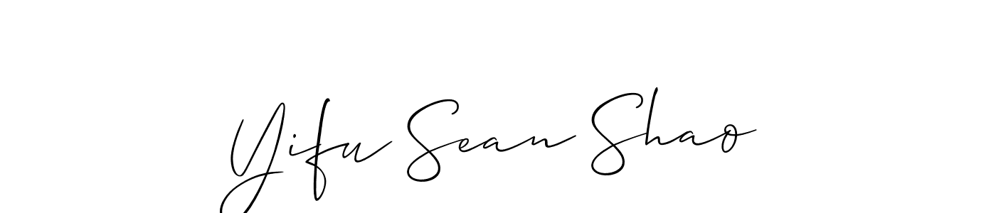 This is the best signature style for the Yifu Sean Shao name. Also you like these signature font (Allison_Script). Mix name signature. Yifu Sean Shao signature style 2 images and pictures png