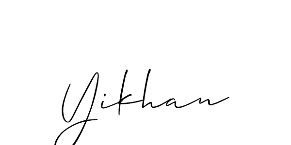Use a signature maker to create a handwritten signature online. With this signature software, you can design (Allison_Script) your own signature for name Yikhan. Yikhan signature style 2 images and pictures png
