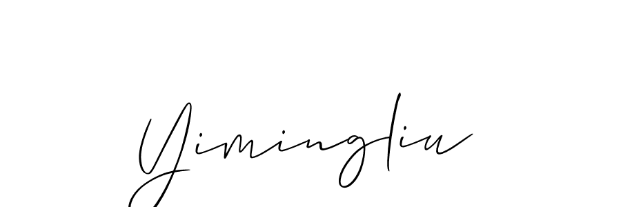 Create a beautiful signature design for name Yimingliu. With this signature (Allison_Script) fonts, you can make a handwritten signature for free. Yimingliu signature style 2 images and pictures png