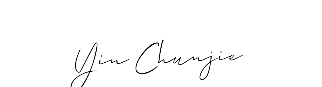 You should practise on your own different ways (Allison_Script) to write your name (Yin Chunjie) in signature. don't let someone else do it for you. Yin Chunjie signature style 2 images and pictures png