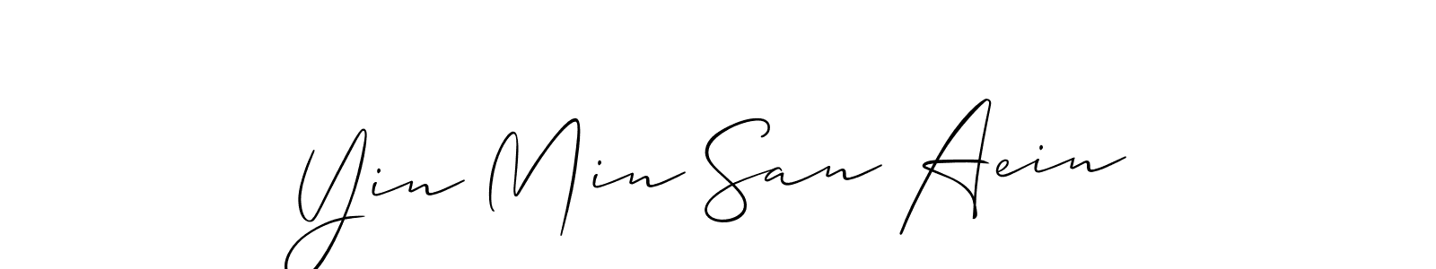 if you are searching for the best signature style for your name Yin Min San Aein. so please give up your signature search. here we have designed multiple signature styles  using Allison_Script. Yin Min San Aein signature style 2 images and pictures png