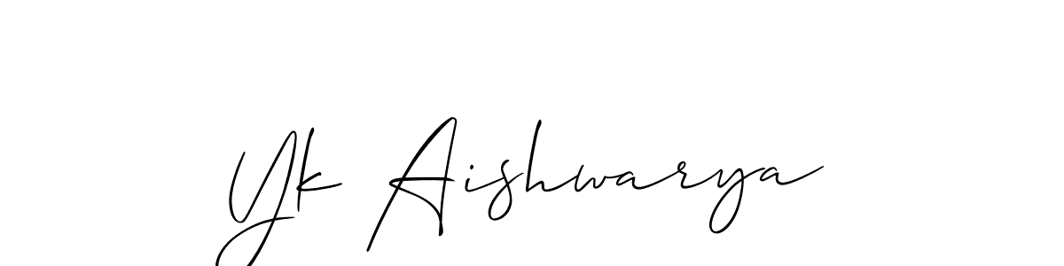 Allison_Script is a professional signature style that is perfect for those who want to add a touch of class to their signature. It is also a great choice for those who want to make their signature more unique. Get Yk Aishwarya name to fancy signature for free. Yk Aishwarya signature style 2 images and pictures png