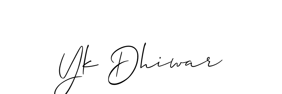 It looks lik you need a new signature style for name Yk Dhiwar. Design unique handwritten (Allison_Script) signature with our free signature maker in just a few clicks. Yk Dhiwar signature style 2 images and pictures png