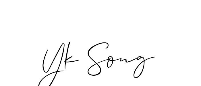 Create a beautiful signature design for name Yk Song. With this signature (Allison_Script) fonts, you can make a handwritten signature for free. Yk Song signature style 2 images and pictures png