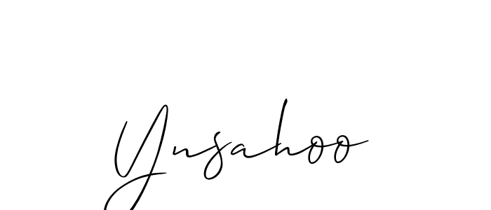 How to make Ynsahoo name signature. Use Allison_Script style for creating short signs online. This is the latest handwritten sign. Ynsahoo signature style 2 images and pictures png