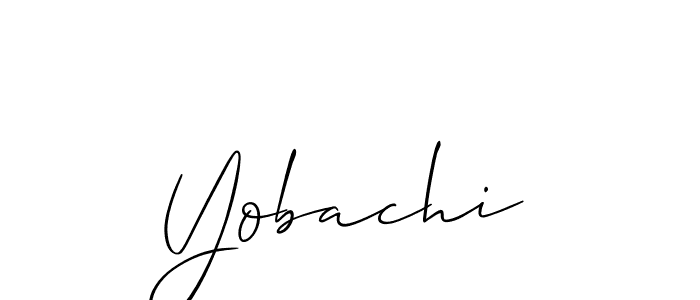 Design your own signature with our free online signature maker. With this signature software, you can create a handwritten (Allison_Script) signature for name Yobachi. Yobachi signature style 2 images and pictures png