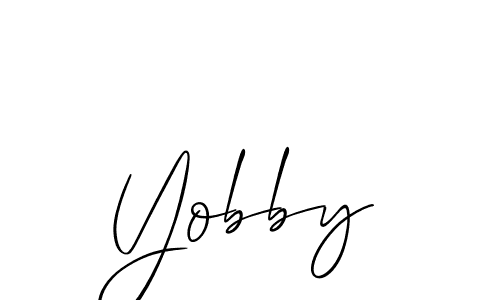 Design your own signature with our free online signature maker. With this signature software, you can create a handwritten (Allison_Script) signature for name Yobby. Yobby signature style 2 images and pictures png