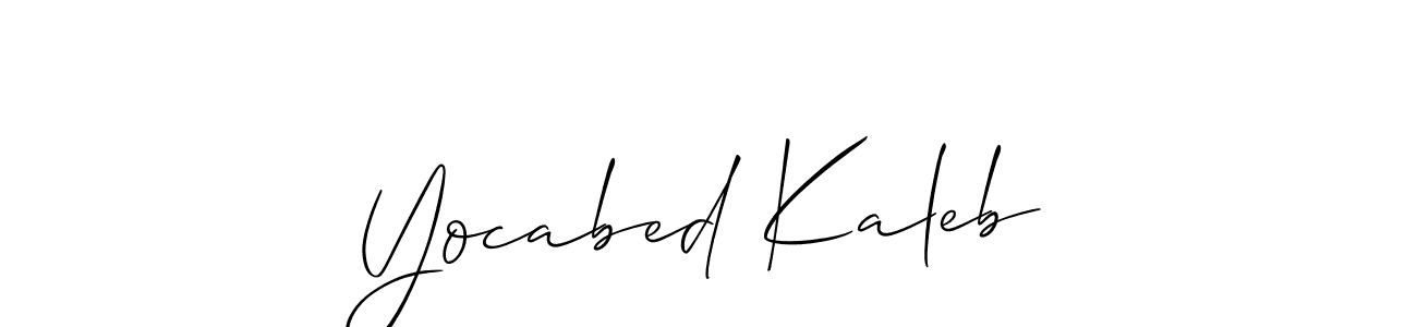 if you are searching for the best signature style for your name Yocabed Kaleb. so please give up your signature search. here we have designed multiple signature styles  using Allison_Script. Yocabed Kaleb signature style 2 images and pictures png